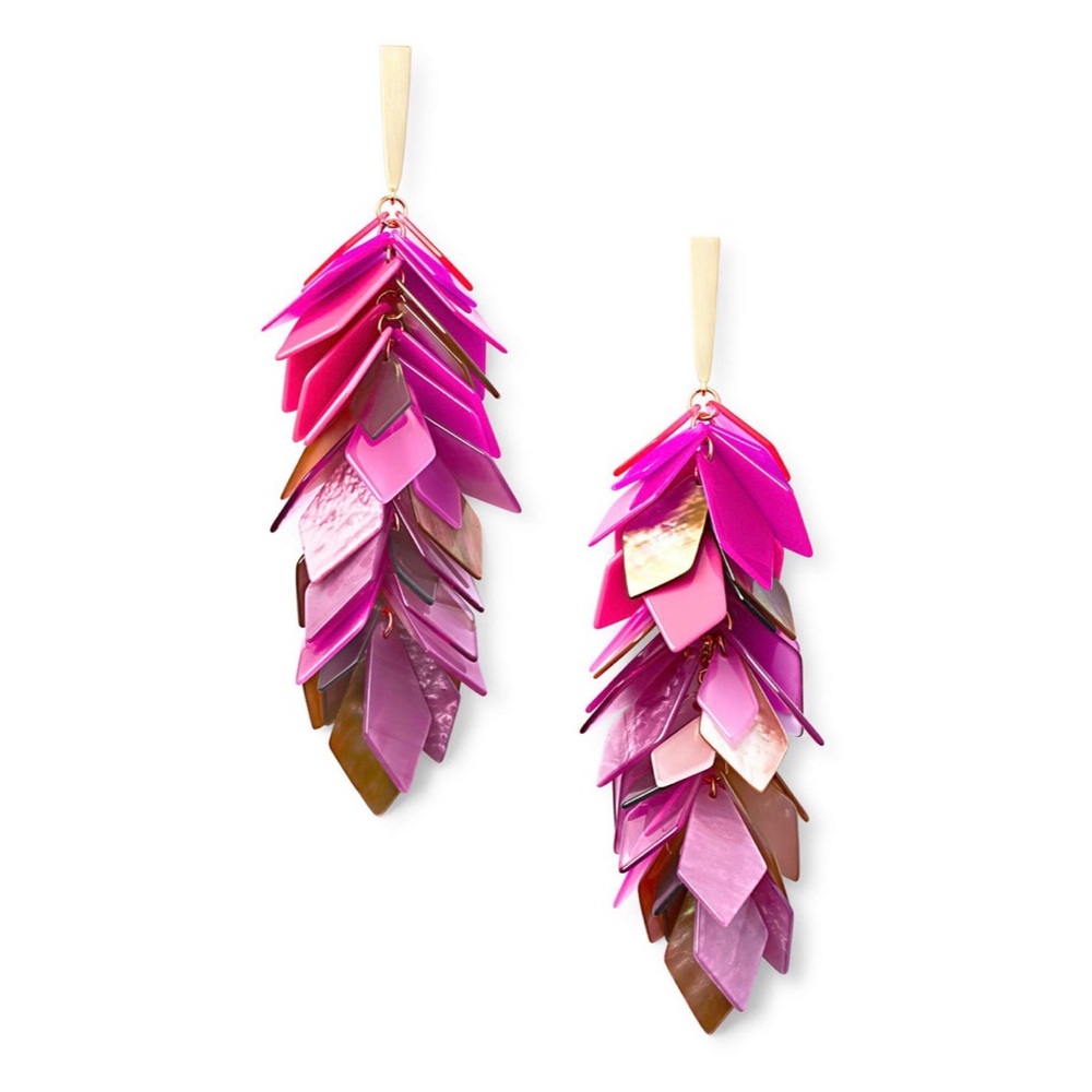 NWT Kendra Scott Jennifer Gold Earrings Pink Mix